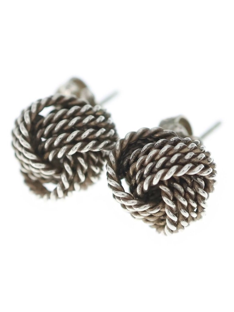 Tiffany & Co Somerset Mesh Twist Knot Earrings Silver
